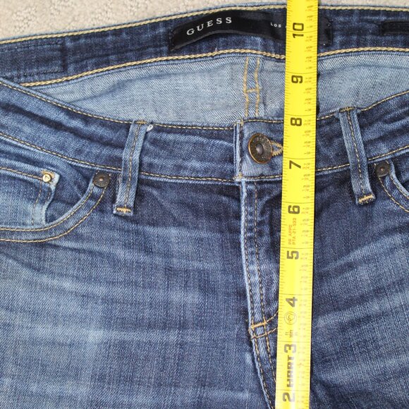 Vintage Guess Denim Jeans Womens Size 27 Boot Leg Low Waist Dark Wash Blue - Picture 6 of 6